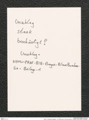 Seite 1, Deckblatt, Beilage 1 zu "Statzendorf II der Bronzezeit I" (NHMW-PRAE-BBB-50-Beilage-1)